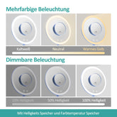 EMKE Miroir cosmétique avec lumière, rechargeable, 3 couleurs de lumière, grossissement 1X/3X, rotatif à 90°, interrupteur tactile, fonction mémoire, bleu clair/rose/violet/blanc